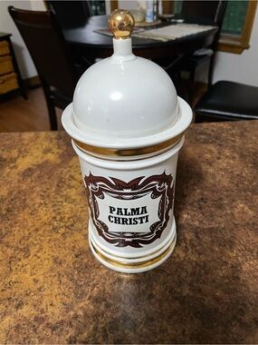 Vintage Wade Palma Christi White & Gold Apothecary Jar